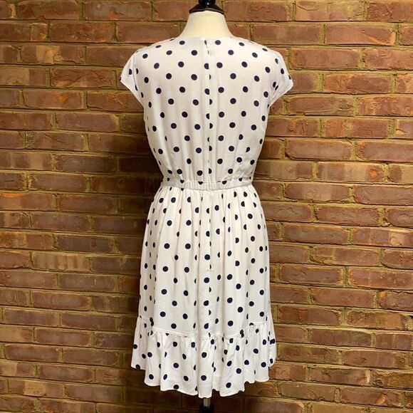 J. Crew White & Black Polka Dot Ruffle Front Dress Size 8 Tall - Picture 6 of 9